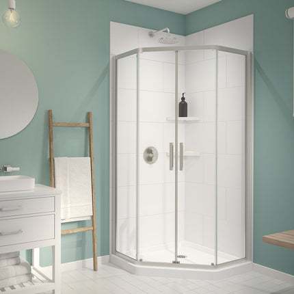 Denso 42 in. Solid Surface Glue up Two-Piece Wall Kit in White - Plumbing Market