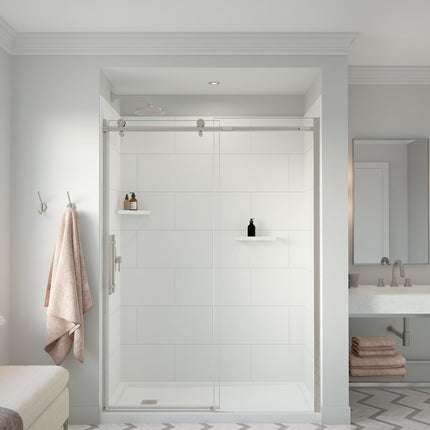 Denso 62 in. Solid Surface Glue up Back Wall in White - Plumbing Market