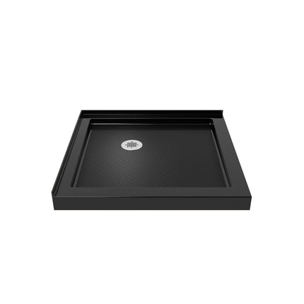 Roka 3636 Acrylic Corner Shower Base with Corner Drain in Black - Plumbing Market
