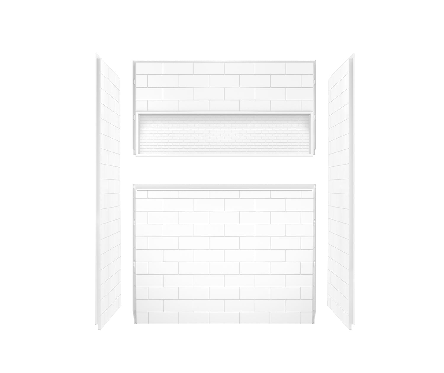 NexTile 6032 Direct-to-Stud Four-Piece Alcove Shower Wall Kit in White - Plumbing Market