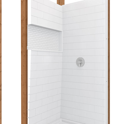 NexTile 6032 Direct-to-Stud Four-Piece Alcove Shower Wall Kit in White - Plumbing Market