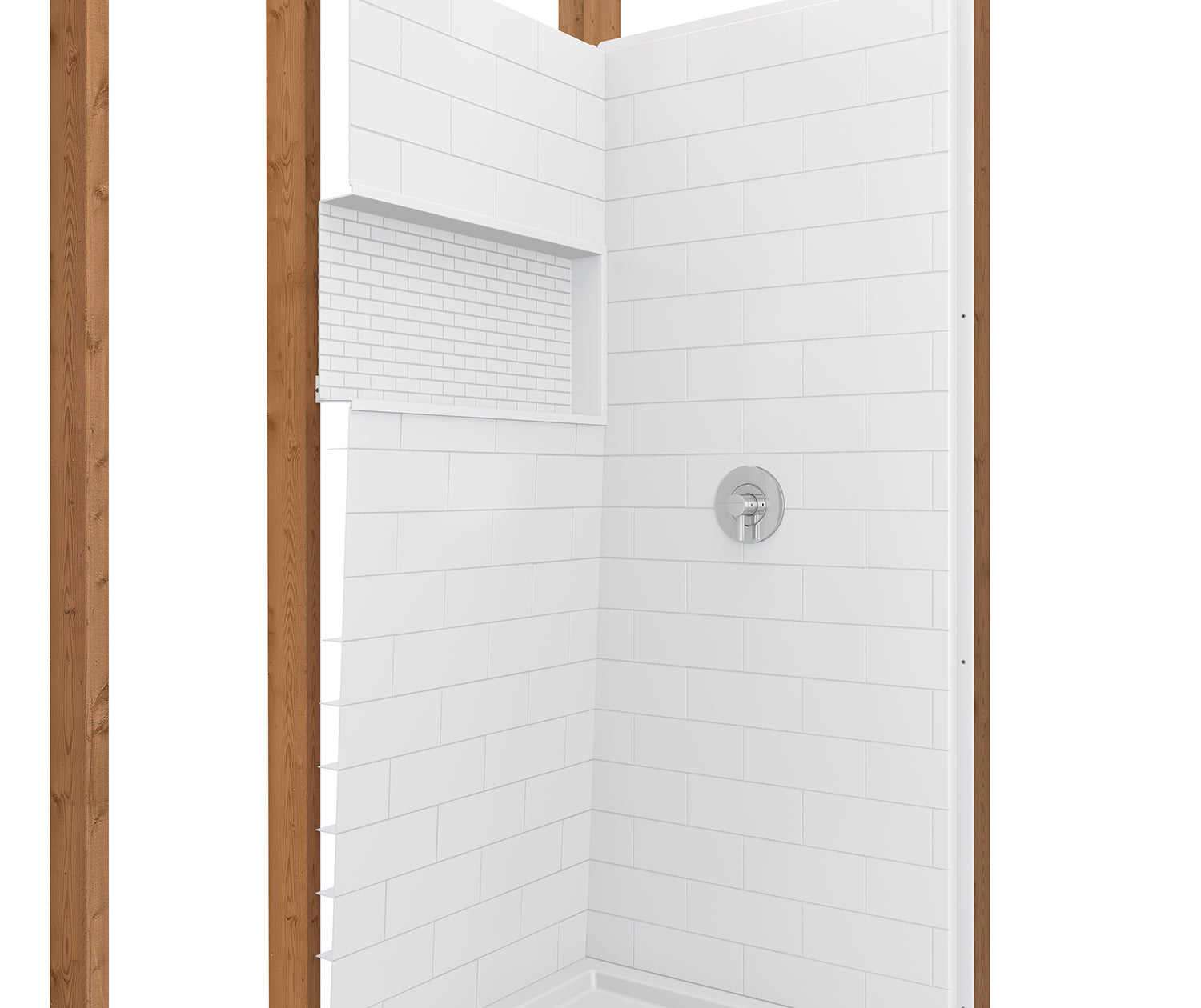NexTile 6032 Direct-to-Stud Four-Piece Alcove Shower Wall Kit in White - Plumbing Market