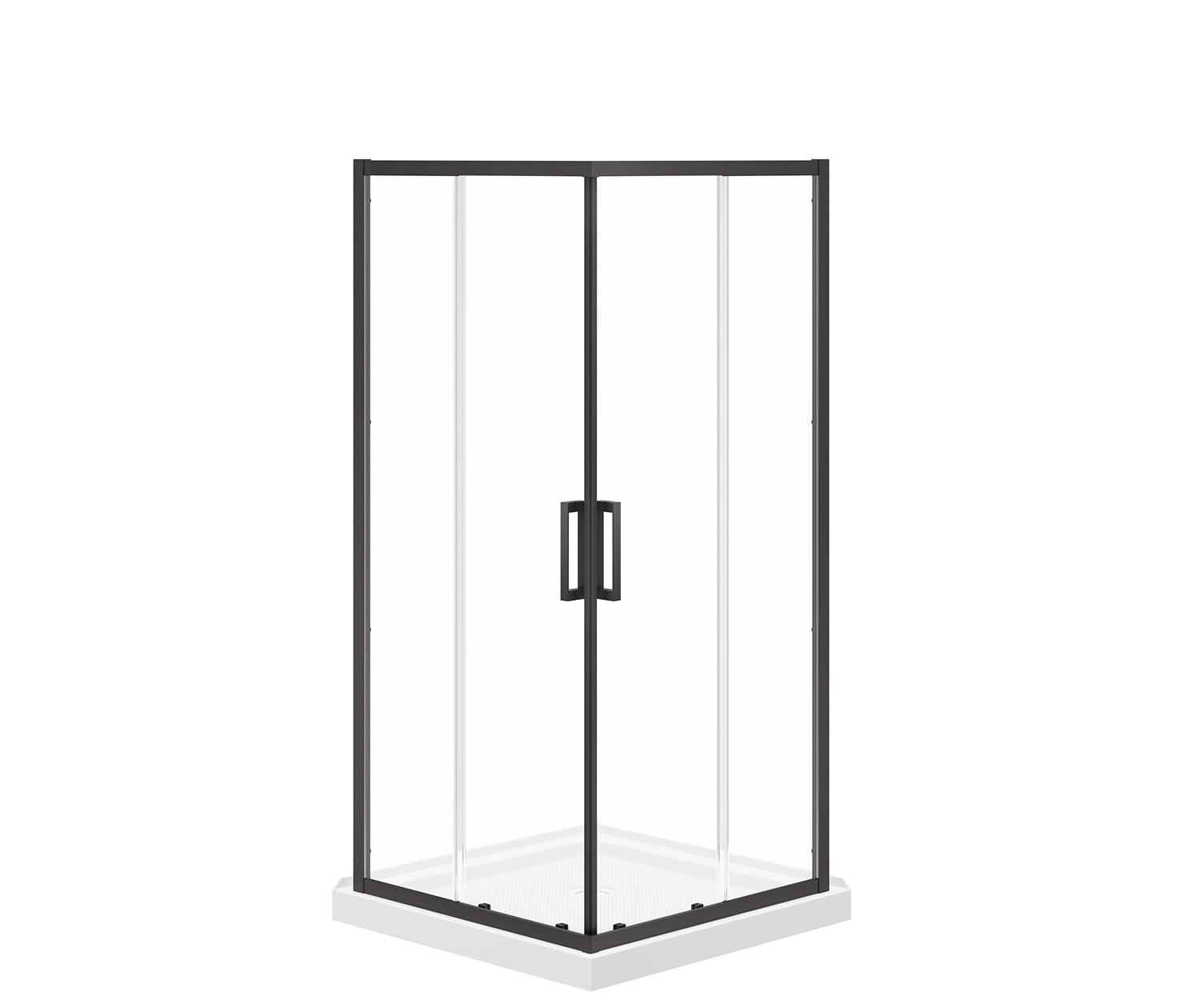 Maax Scarlet 36 x 36 Acrylic Corner Drain Shower Kit in White with Clear Glass in Matte Black 107481-900-340-000 - Plumbing Market