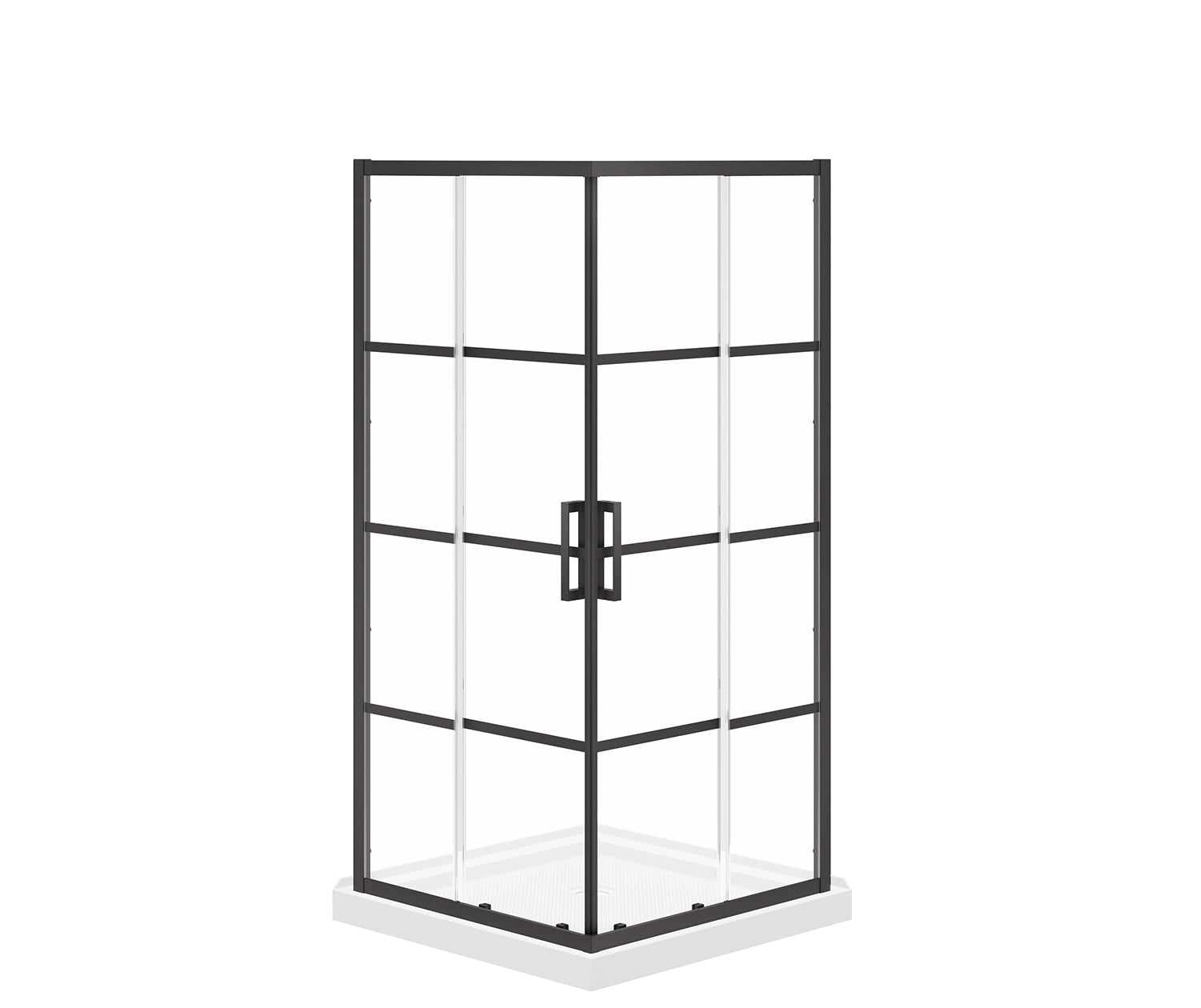 Maax Scarlet 36 x 36 Acrylic Corner Drain Shower Kit in White with Shaker Glass in Matte Black 107481-972-340-000 - Plumbing Market