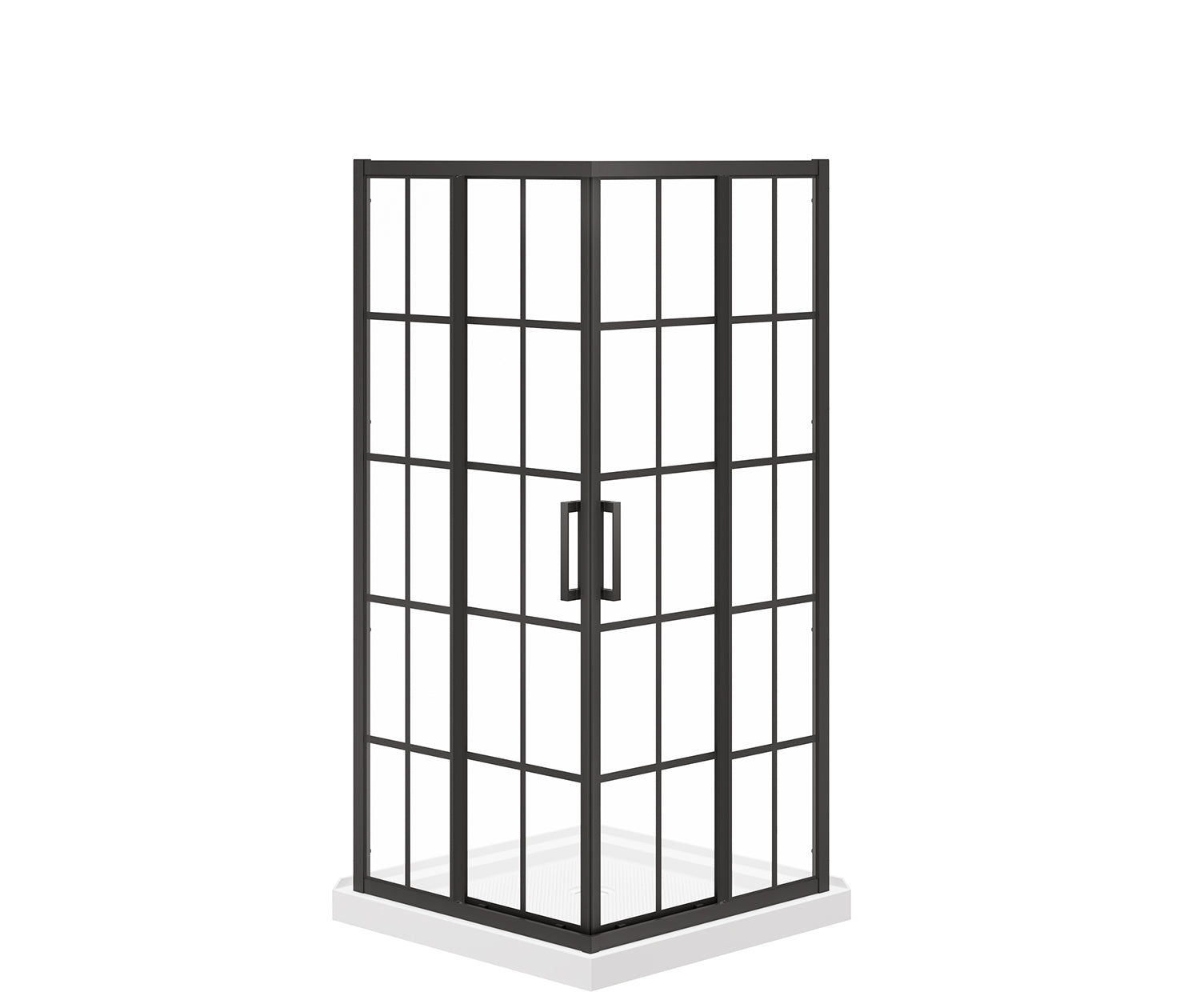 Maax Scarlet 36 x 36 Acrylic Corner Drain Shower Kit in White with French Glass in Matte Black 107481-977-340-000 - Plumbing Market