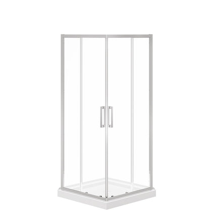 Maax Scarlet 32 x 32 Acrylic Corner Drain Shower Kit in White with Clear Glass in Chrome 107484-900-084-000 - Plumbing Market