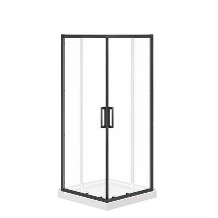 Maax Scarlet 32 x 32 Acrylic Corner Drain Shower Kit in White with Clear Glass in Matte Black 107484-900-340-000 - Plumbing Market