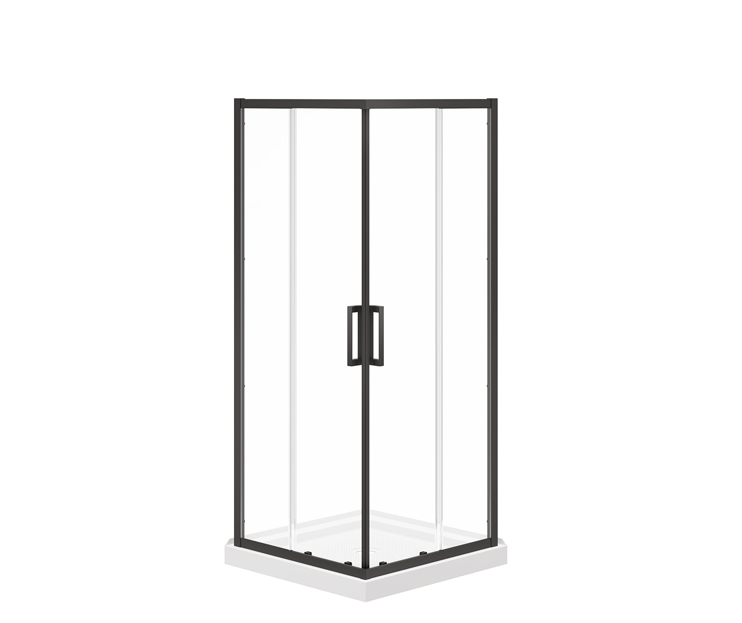 Maax Scarlet 32 x 32 Acrylic Corner Drain Shower Kit in White with Clear Glass in Matte Black 107484-900-340-000 - Plumbing Market