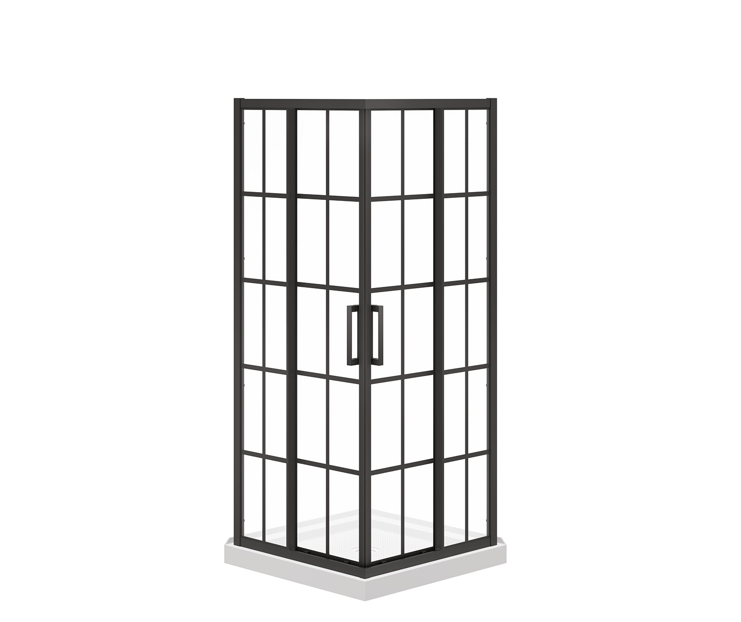 Maax Scarlet 32 x 32 Acrylic Corner Drain Shower Kit in White with French Glass in Matte Black 107484-977-340-000 - Plumbing Market