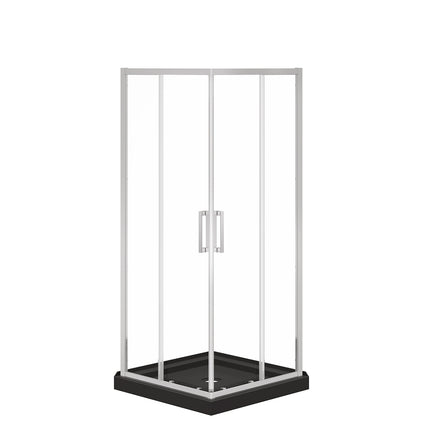 Maax Scarlet 32 x 32 Acrylic Corner Drain Shower Kit in Black with Clear Glass in Chrome 107485-900-084-000 - Plumbing Market