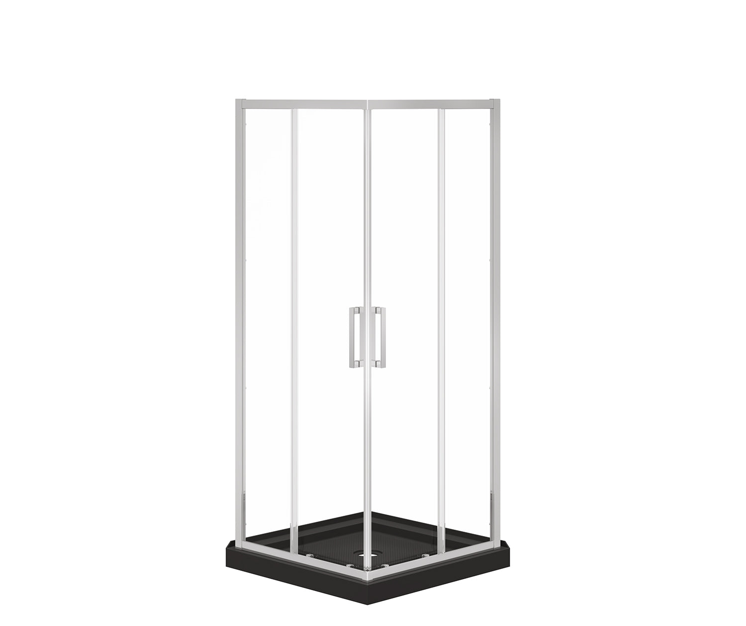 Maax Scarlet 32 x 32 Acrylic Corner Drain Shower Kit in Black with Clear Glass in Chrome 107485-900-084-000 - Plumbing Market