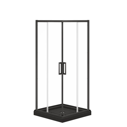 Maax Scarlet 32 x 32 Acrylic Corner Drain Shower Kit in Black with Clear Glass in Matte Black 107485-900-340-000 - Plumbing Market