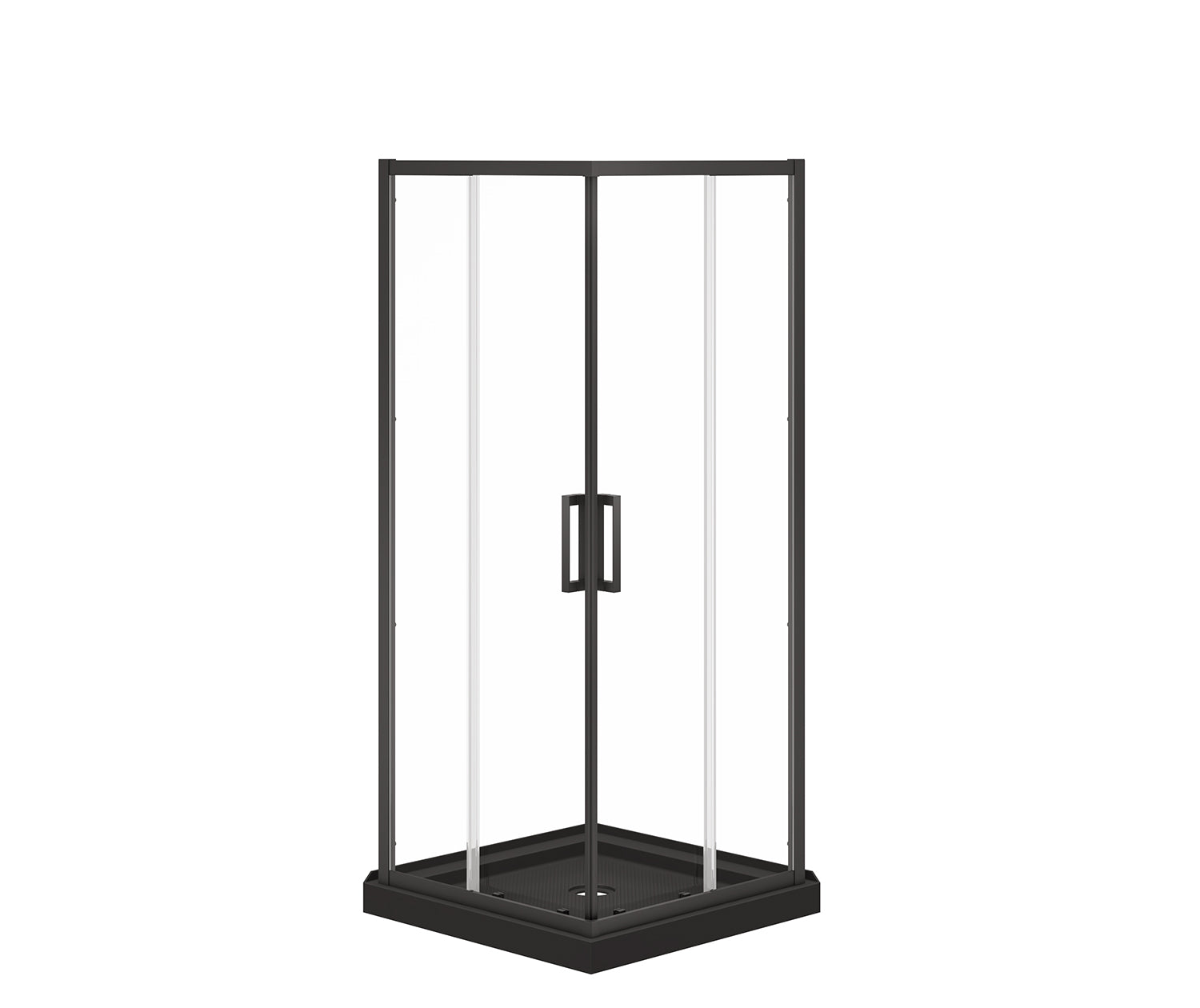 Maax Scarlet 32 x 32 Acrylic Corner Drain Shower Kit in Black with Clear Glass in Matte Black 107485-900-340-000 - Plumbing Market