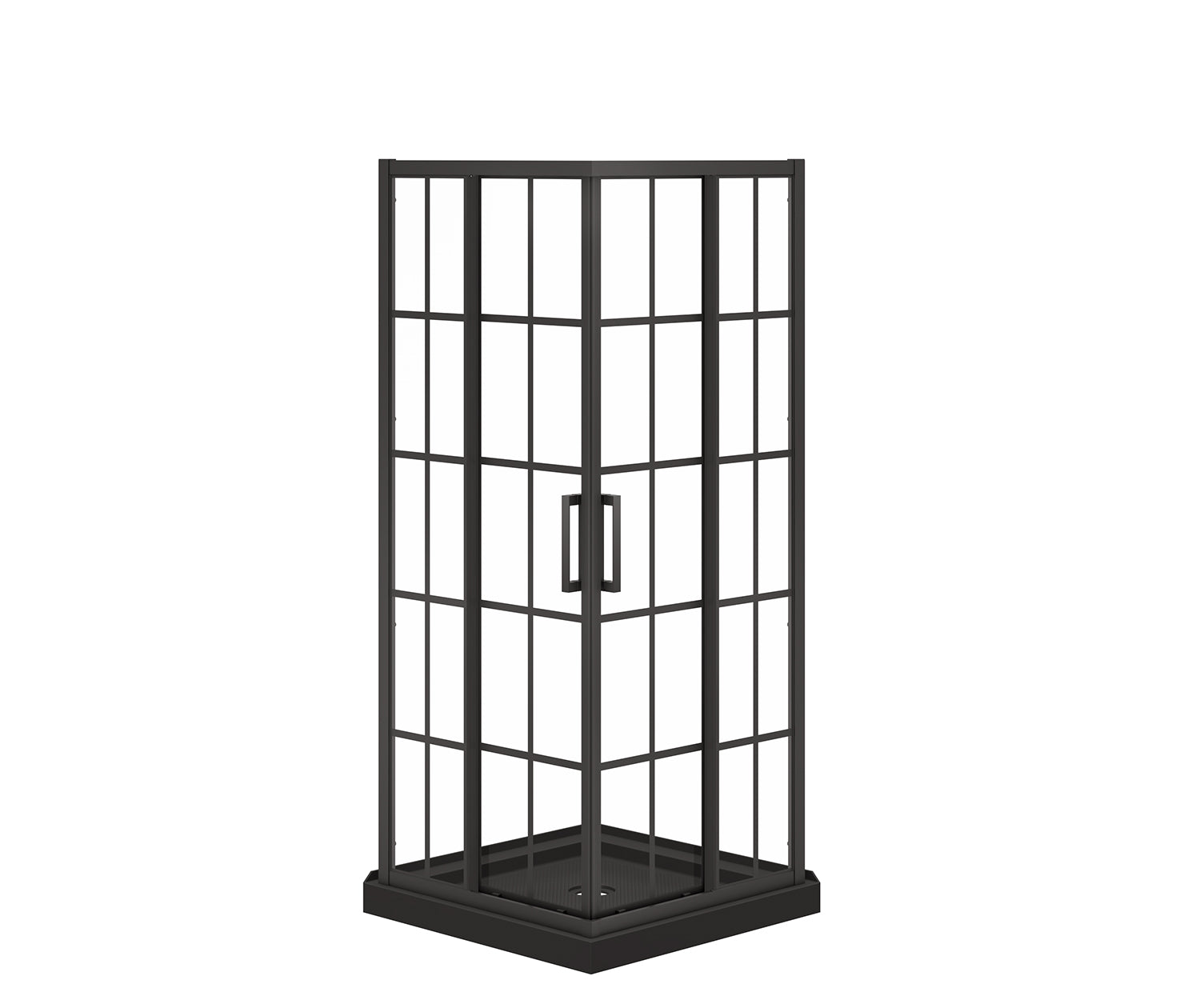 Maax Scarlet 32 x 32 Acrylic Corner Drain Shower Kit in Black with French Glass in Matte Black 107485-977-340-000 - Plumbing Market