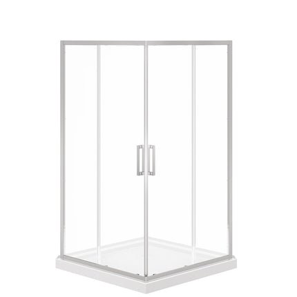 Maax Scarlet 42 x 42 Acrylic Corner Drain Shower Kit in White with Clear Glass in Chrome 107486-900-084-000 - Plumbing Market