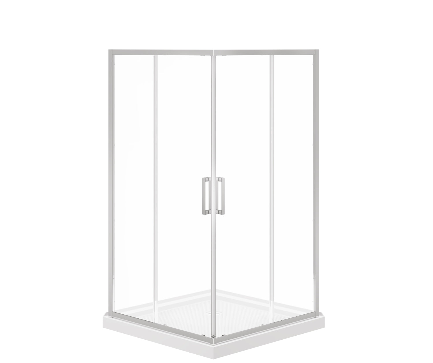 Maax Scarlet 42 x 42 Acrylic Corner Drain Shower Kit in White with Clear Glass in Chrome 107486-900-084-000 - Plumbing Market