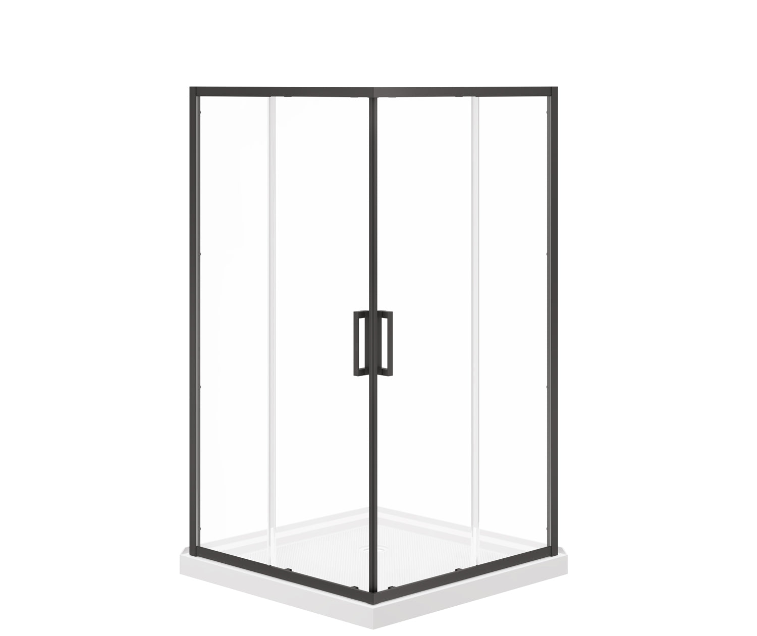Maax Scarlet 42 x 42 Acrylic Corner Drain Shower Kit in White with Clear Glass in Matte Black 107486-900-340-000 - Plumbing Market