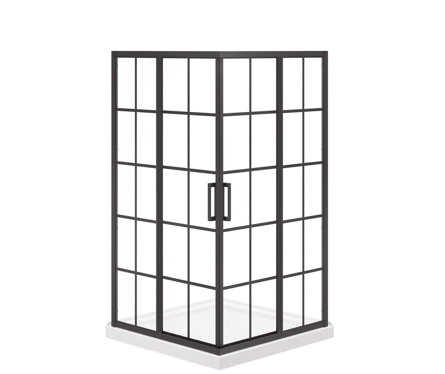 Maax Scarlet 42 x 42 Acrylic Corner Drain Shower Kit in White with French Glass in Matte Black 107486-977-340-000 - Plumbing Market