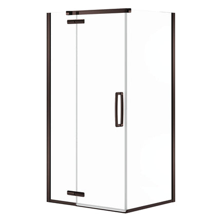 Link Curve Rectangular 42 x 34 x 75 in. 8mm Pivot Shower Door for Corner Installation with Clear glass in Dark Bronze - Plumbing Market