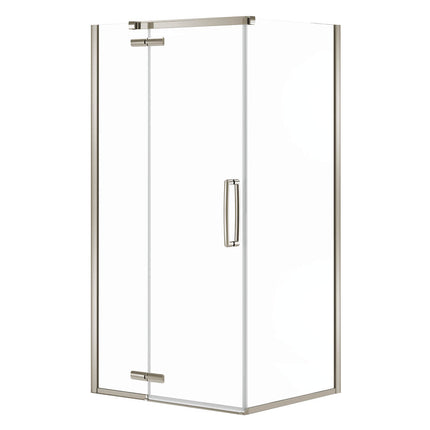 Link Curve Rectangular 42 x 34 x 75 in. 8mm Pivot Shower Door for Corner Installation with Clear glass in Brushed Nickel - Plumbing Market