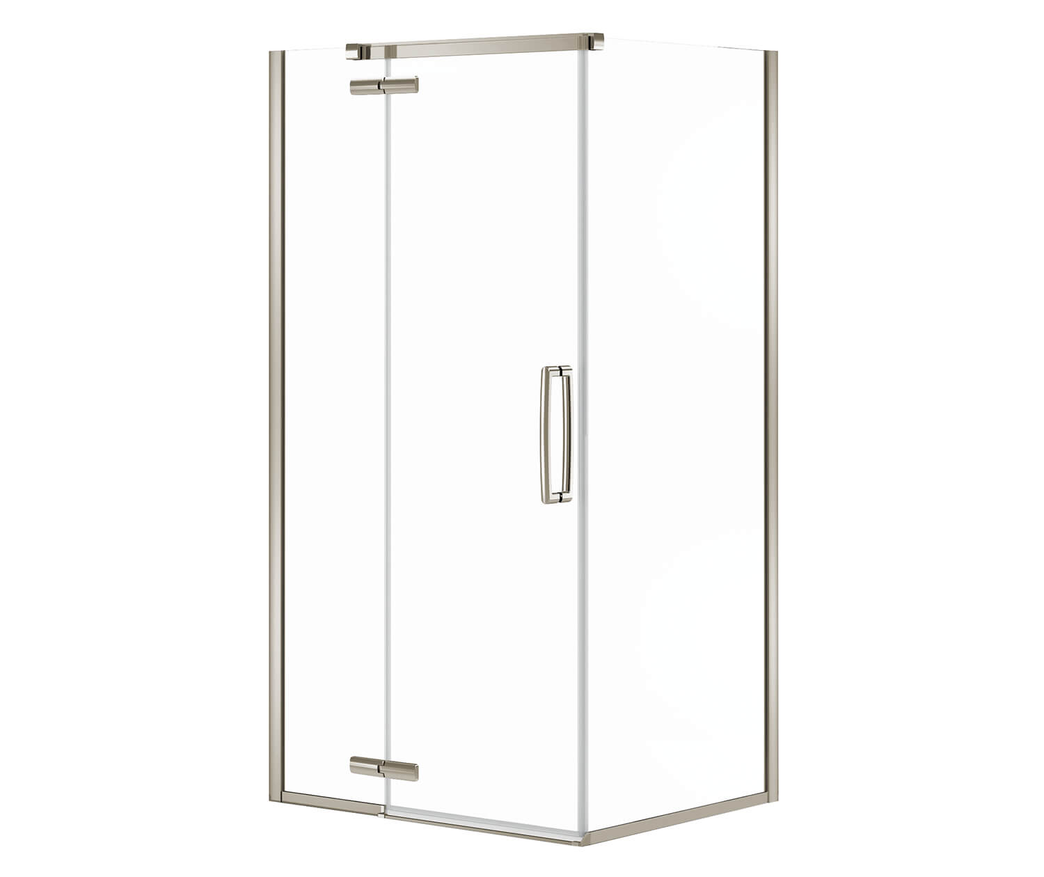 Link Curve Rectangular 42 x 34 x 75 in. 8mm Pivot Shower Door for Corner Installation with Clear glass in Brushed Nickel - Plumbing Market