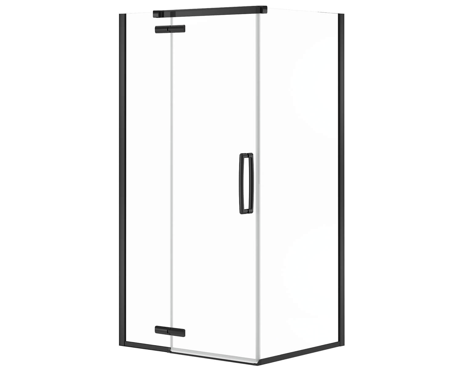 Link Curve Rectangular 42 x 34 x 75 in. 8mm Pivot Shower Door for Corner Installation with Clear glass in Matte Black - Plumbing Market