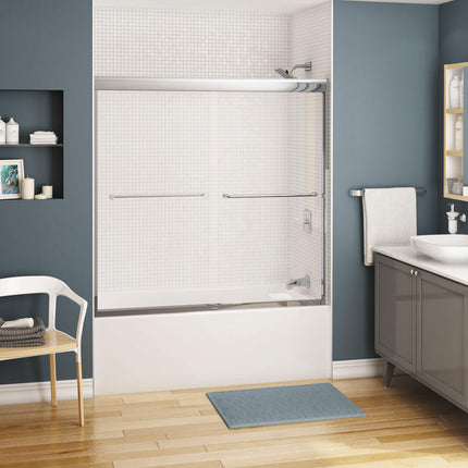 Kameleon SC 55-59 x 57 in. 6 mm Bypass Tub Door for Alcove Installation with Clear glass in Chrome - Plumbing Market