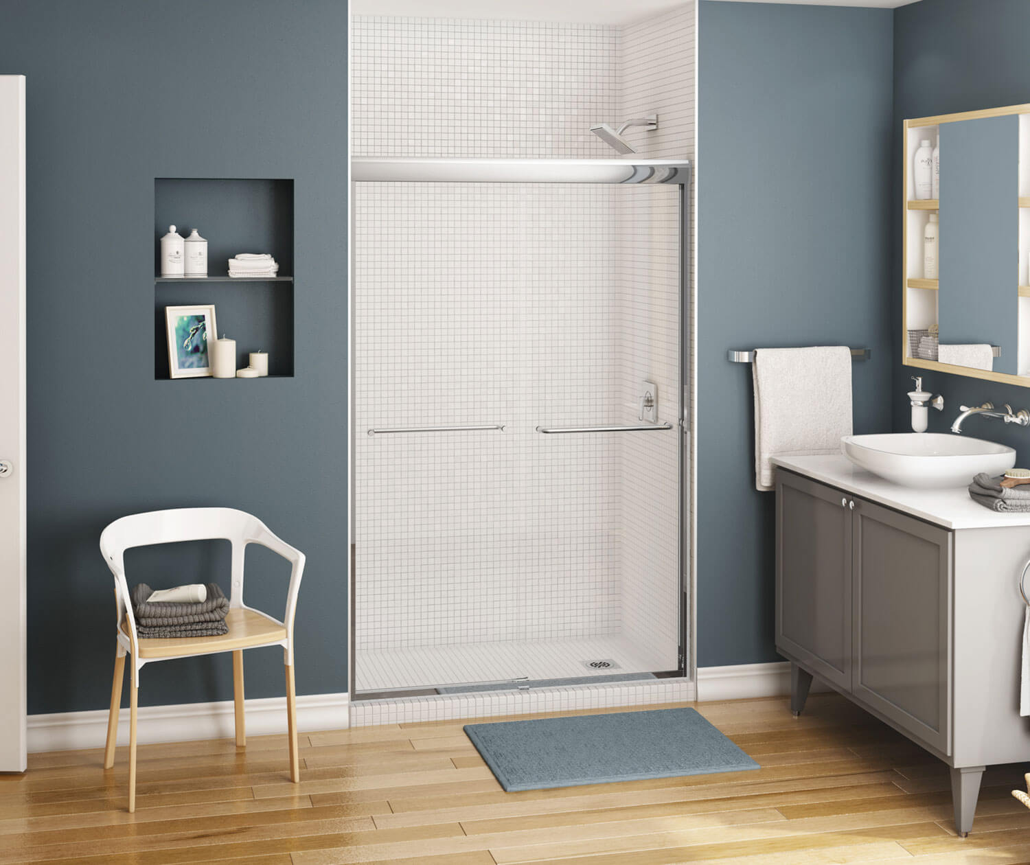 Kameleon SC 43-47 x 71 in. 6 mm Bypass Shower Door for Alcove Installation with Clear glass in Chrome - Plumbing Market