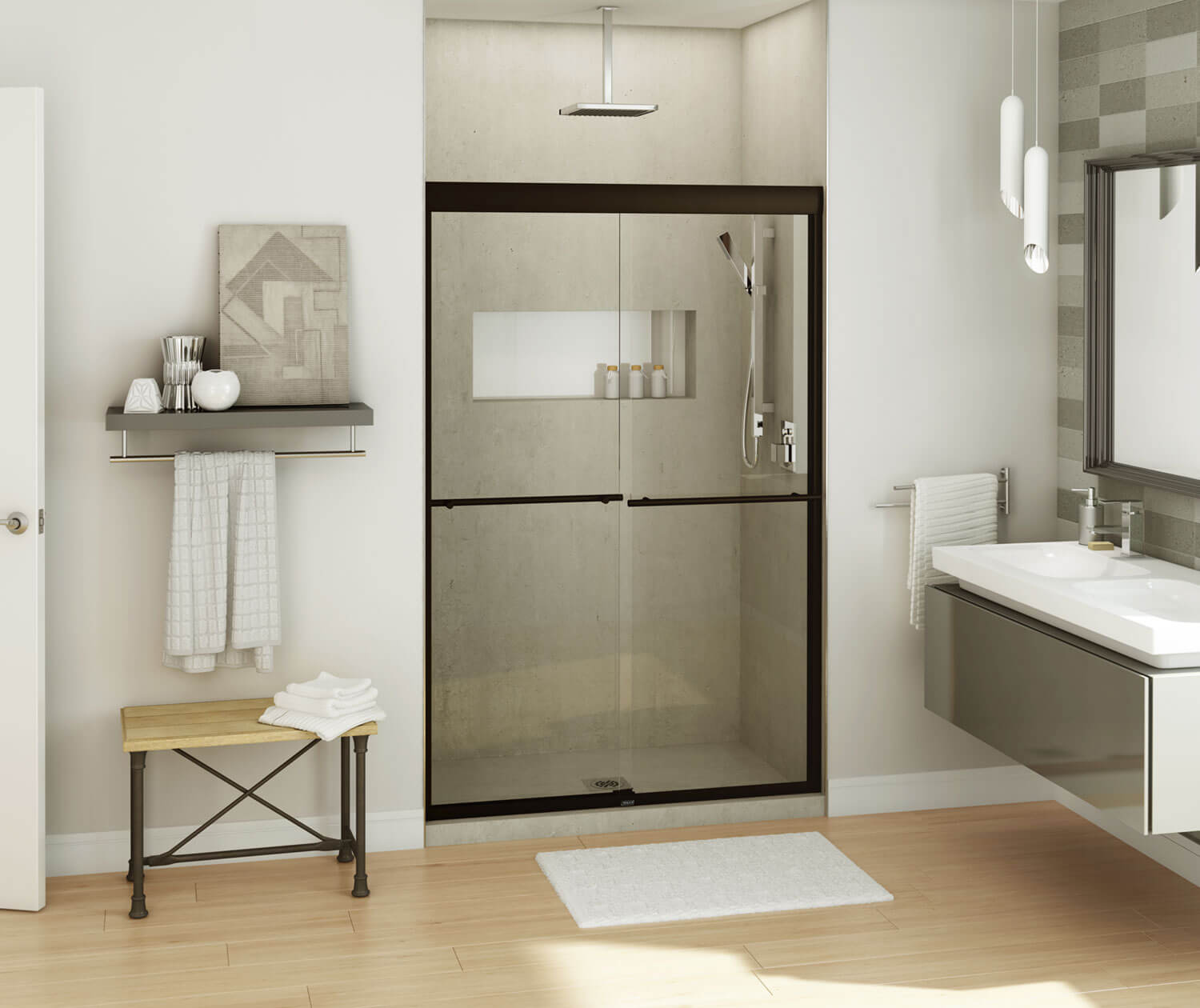 Kameleon SC 43-47 x 71 in. 6 mm Bypass Shower Door for Alcove Installation with Clear glass in Dark Bronze - Plumbing Market