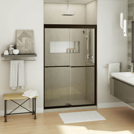 Kameleon SC 43-47 x 71 in. 6 mm Bypass Shower Door for Alcove Installation with Clear glass in Dark Bronze - Plumbing Market