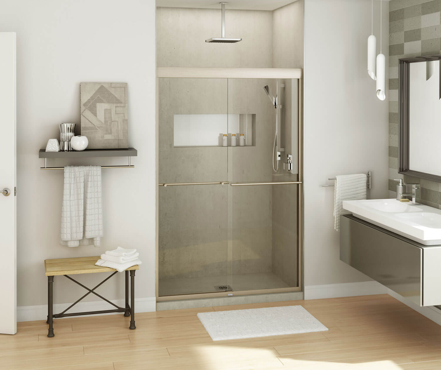 Kameleon SC 43-47 x 71 in. 6 mm Bypass Shower Door for Alcove Installation with Clear glass in Brushed Nickel - Plumbing Market