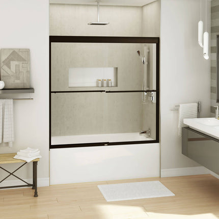 Kameleon SC 55-59 x 57 in. 8 mm Bypass Tub Door for Alcove Installation with Clear glass in Dark Bronze - Plumbing Market