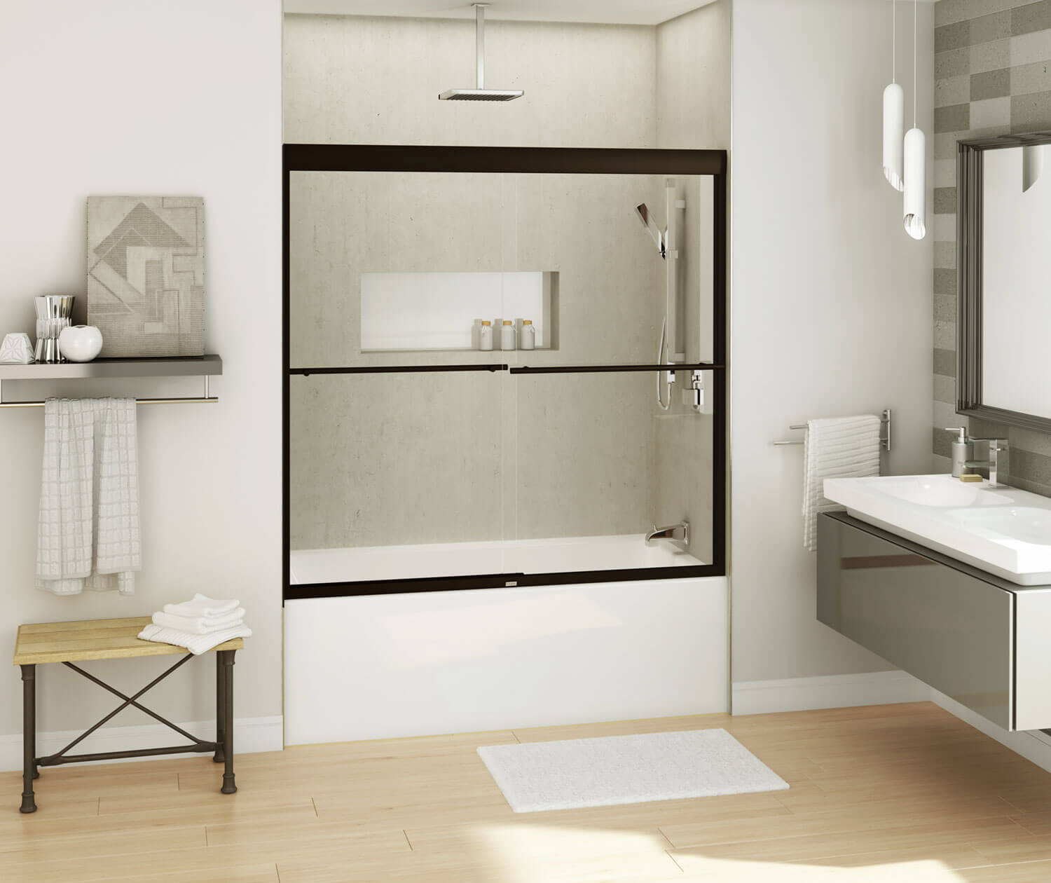 Kameleon SC 55-59 x 57 in. 8 mm Bypass Tub Door for Alcove Installation with Clear glass in Dark Bronze - Plumbing Market