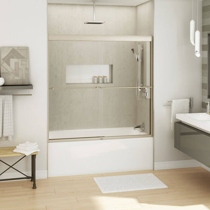 Kameleon SC 55-59 x 57 in. 8 mm Bypass Tub Door for Alcove Installation with Clear glass in Brushed Nickel - Plumbing Market