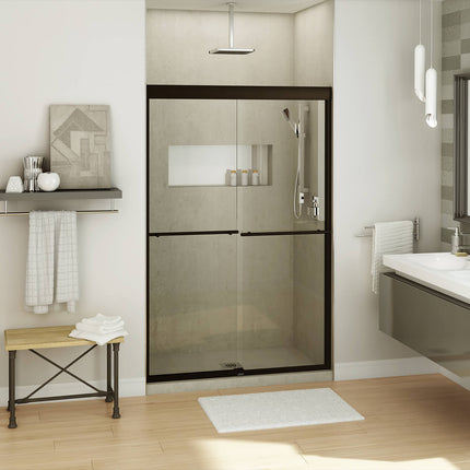 Kameleon SC 43-47 x 71 in. 8 mm Bypass Shower Door for Alcove Installation with Clear glass in Dark Bronze - Plumbing Market