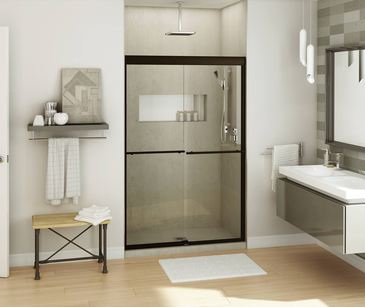 Kameleon SC 43-47 x 71 in. 8 mm Bypass Shower Door for Alcove Installation with Clear glass in Dark Bronze - Plumbing Market