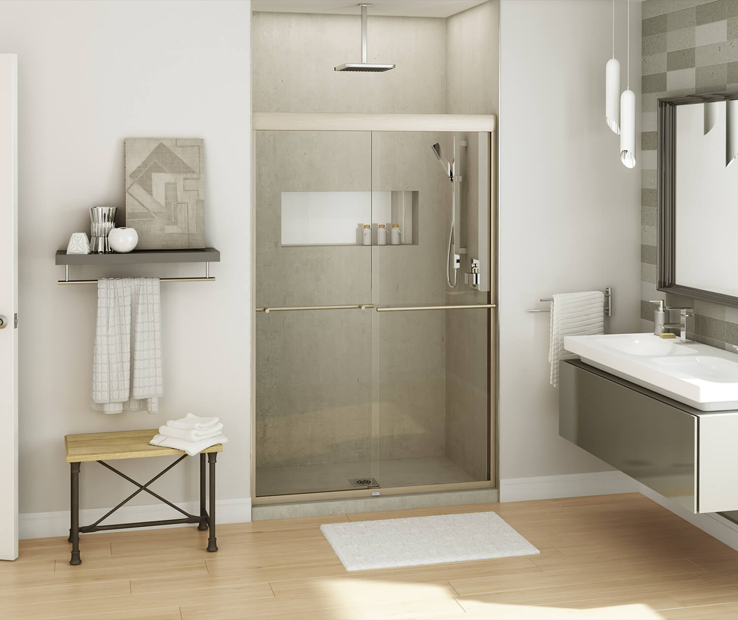 Kameleon SC 43-47 x 71 in. 8 mm Bypass Shower Door for Alcove Installation with Clear glass in Brushed Nickel - Plumbing Market