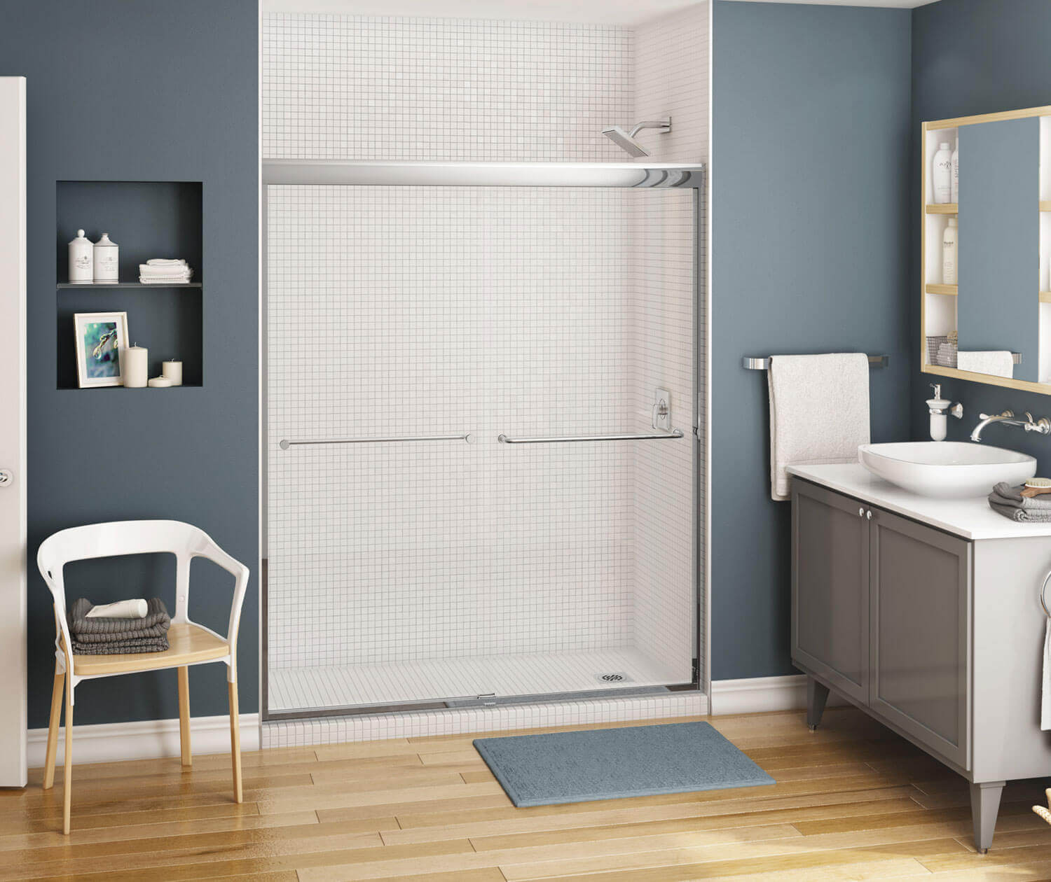 Kameleon SC 55-59 x 71 in. 8 mm Bypass Shower Door for Alcove Installation with Clear glass in Chrome - Plumbing Market
