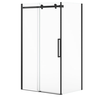 Halo Pro 48 x 32 x 78 3/4 in. 8mm Sliding Shower Door for Corner Installation with Clear glass in Matte Black - Plumbing Market
