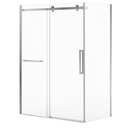Halo Pro 60 x 32 x 78 3/4 in. 8mm Sliding Shower Door with Towel Bar for Corner Installation with Clear glass in Chrome - Plumbing Market