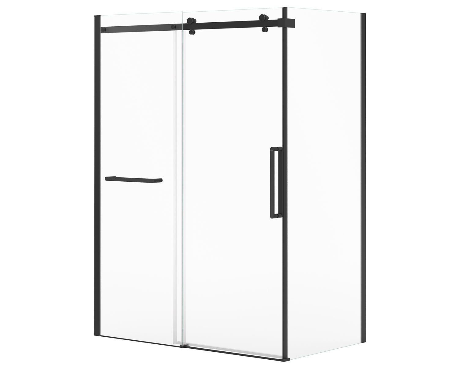Halo Pro 60 x 32 x 78 3/4 in. 8mm Sliding Shower Door with Towel Bar for Corner Installation with Clear glass in Matte Black - Plumbing Market
