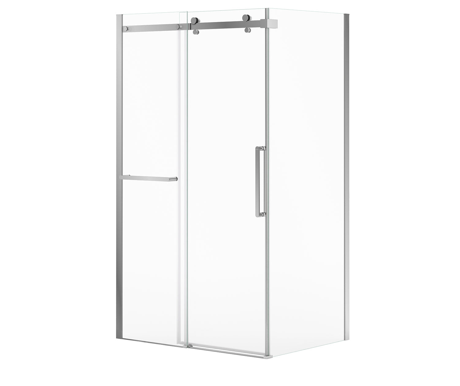 Halo Pro 48 x 32 x 78 3/4 in. 8mm Sliding Shower Door with Towel Bar for Corner Installation with Clear glass in Chrome - Plumbing Market