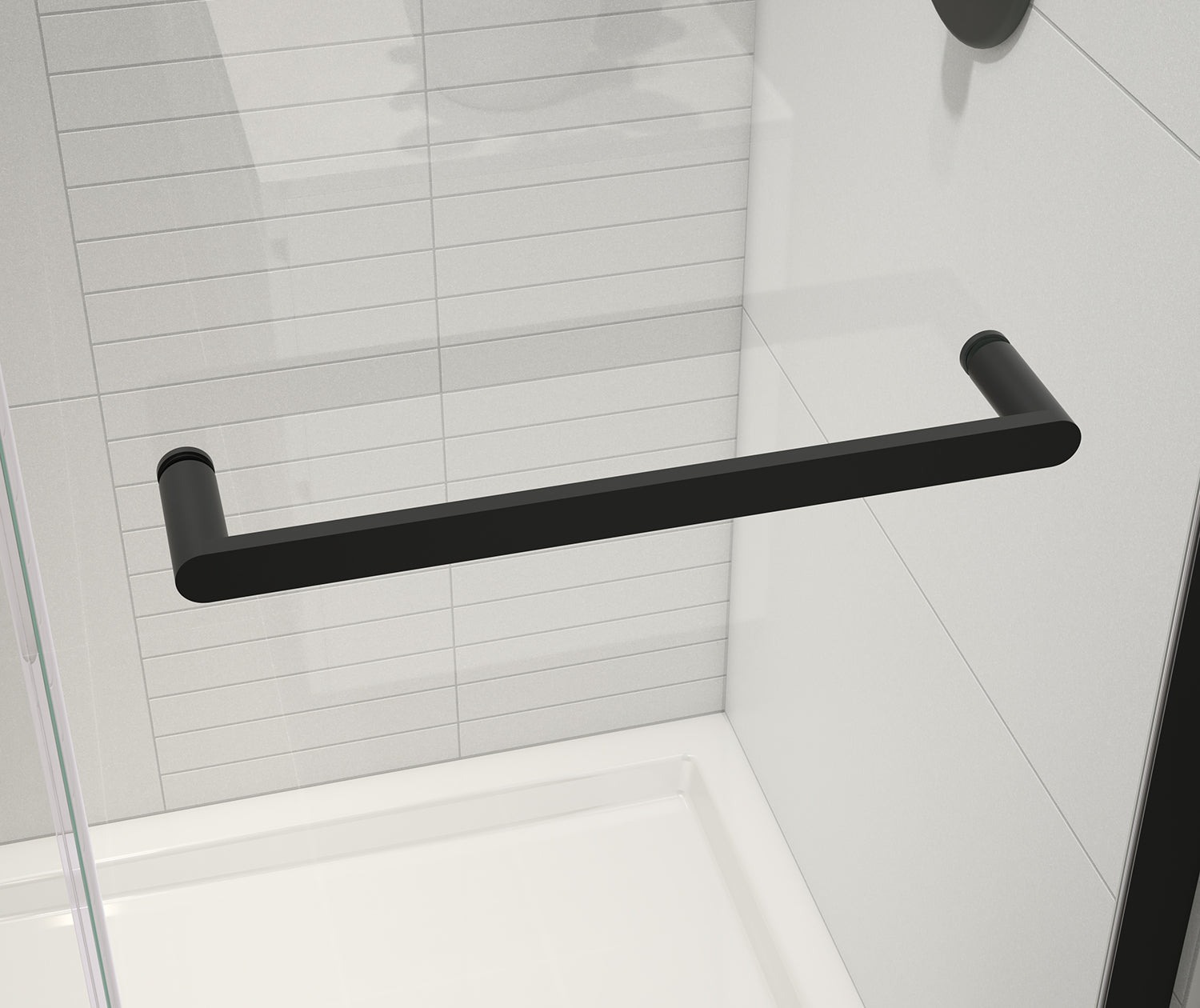 Halo Pro 48 x 32 x 78 3/4 in. 8mm Sliding Shower Door with Towel Bar for Corner Installation with Clear glass in Matte Black - Plumbing Market