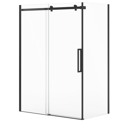 Halo Pro 60 x 36 x 78 3/4 in. 8mm Sliding Shower Door for Corner Installation with Clear glass in Matte Black - Plumbing Market