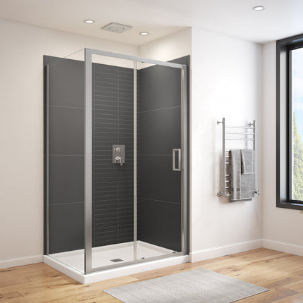 Connect Pro 43 ½-45 x 76 in. 6mm Sliding Shower Door for Alcove Installation with Clear glass in Chrome - Plumbing Market