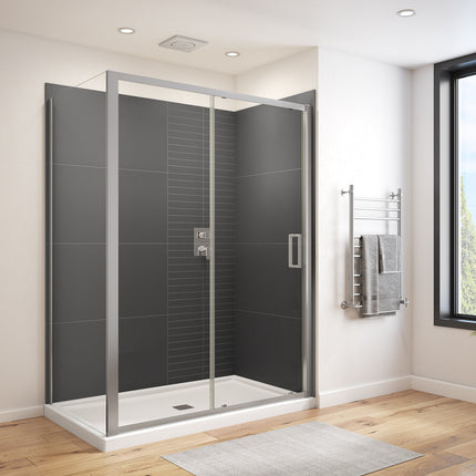 Connect Pro 55 ½-57 x 76 in. 6mm Sliding Shower Door for Alcove Installation with Clear glass in Chrome - Plumbing Market