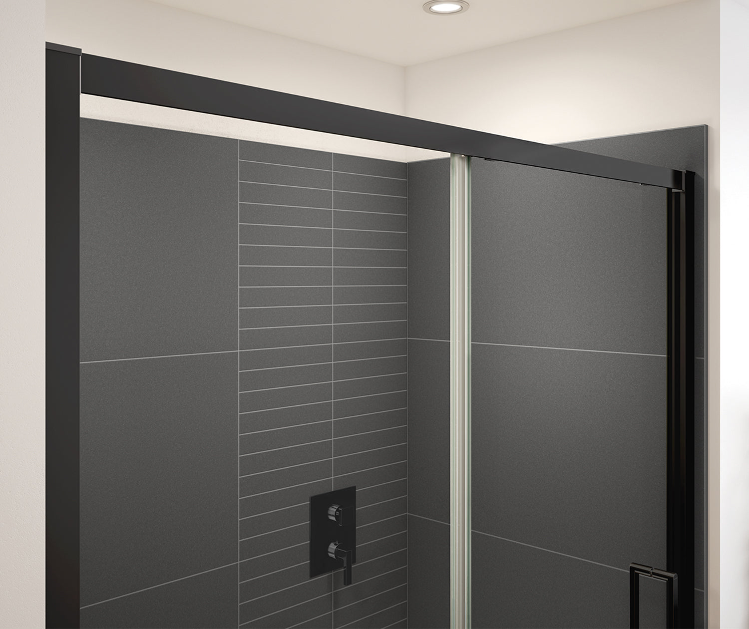 Connect Pro 55 ½-57 x 76 in. 6mm Sliding Shower Door for Alcove Installation with Clear glass in Matte Black - Plumbing Market