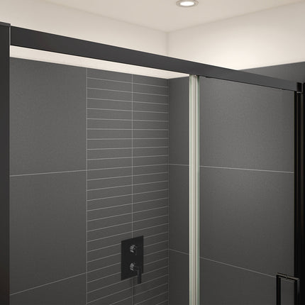 Connect Pro 55 ½-57 x 76 in. 6mm Sliding Shower Door for Alcove Installation with Clear glass in Matte Black - Plumbing Market