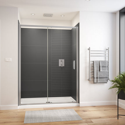 Connect Pro 57-58 ½ x 76 in. 6mm Sliding Shower Door for Alcove Installation with Clear glass in Chrome - Plumbing Market