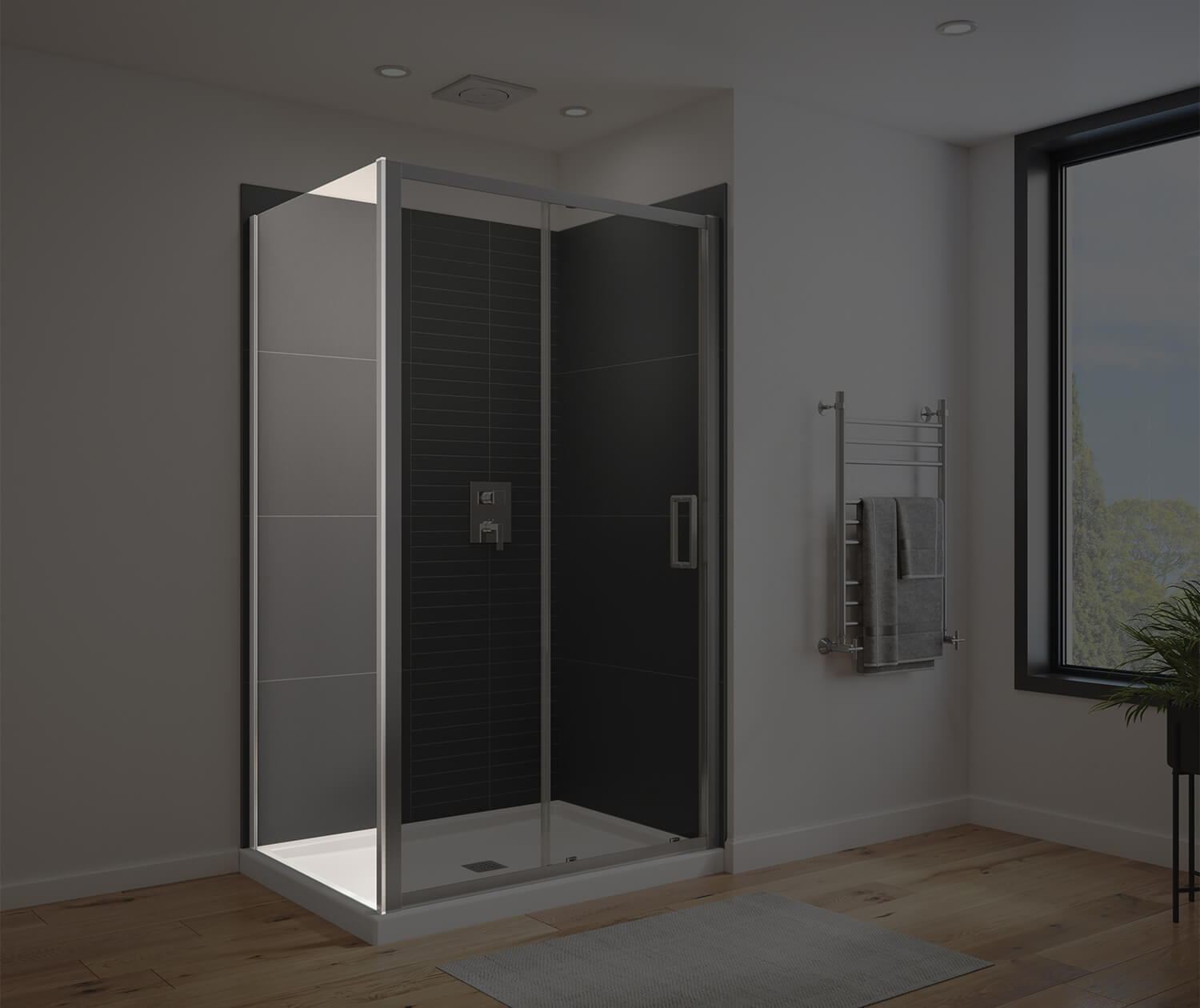 Connect Pro Return Panel for 32 in. Base with Clear glass in Chrome - Plumbing Market